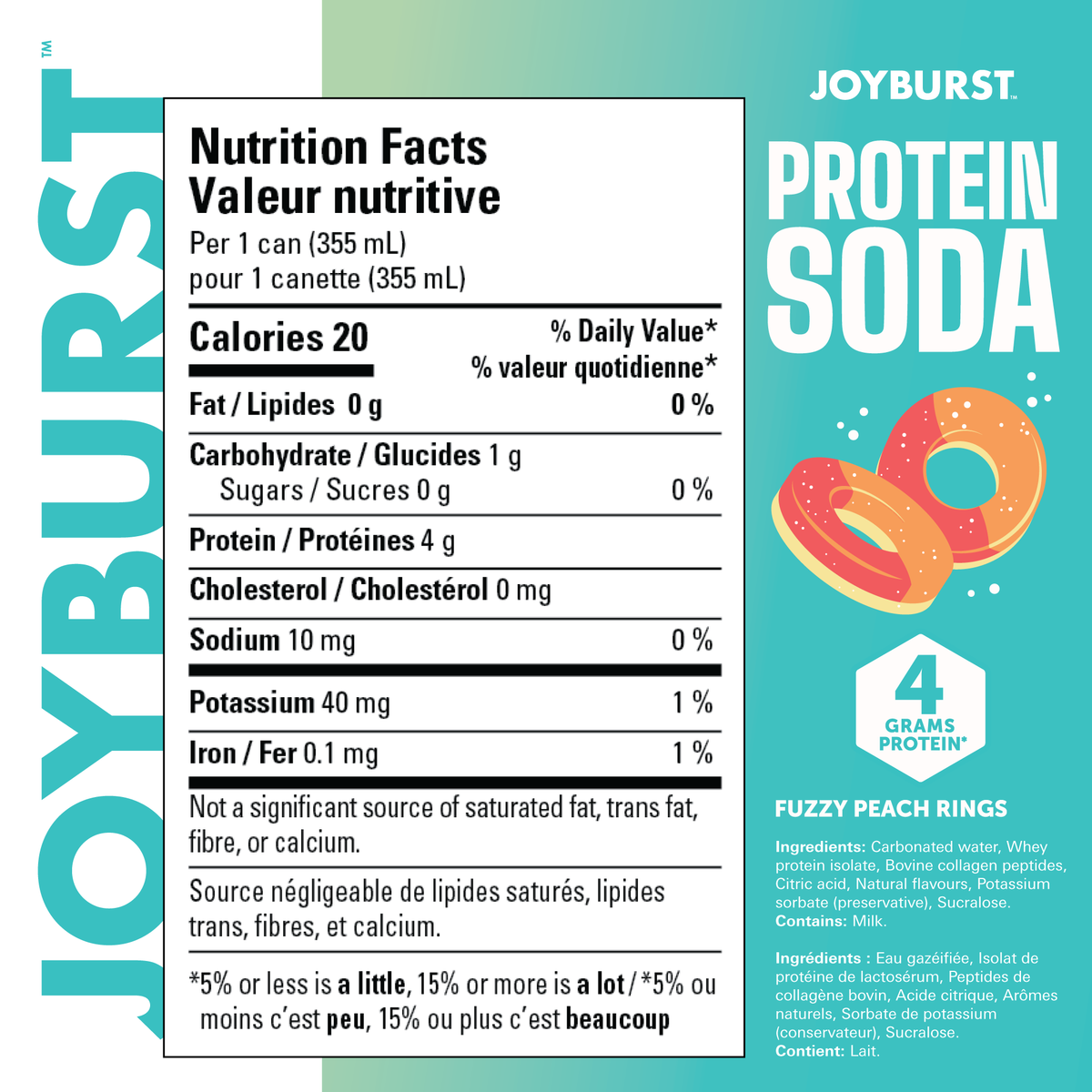 NEW! Joyburst Protein Soda 4g - Fuzzy Peach Rings