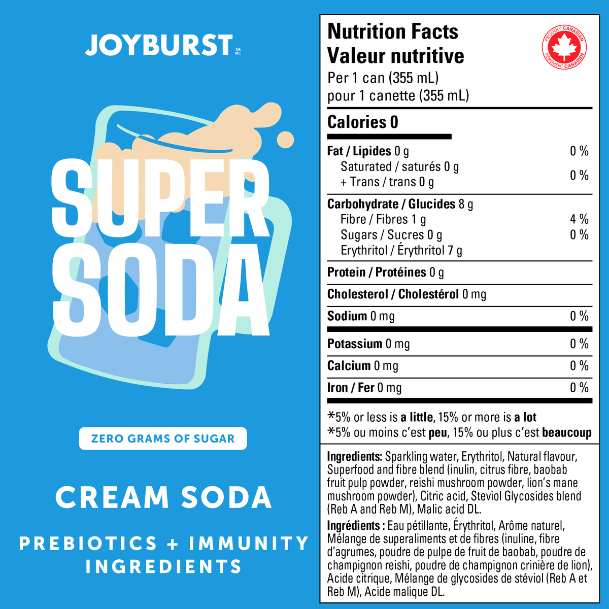 Joyburst Super Soda Cream Soda - 12ct