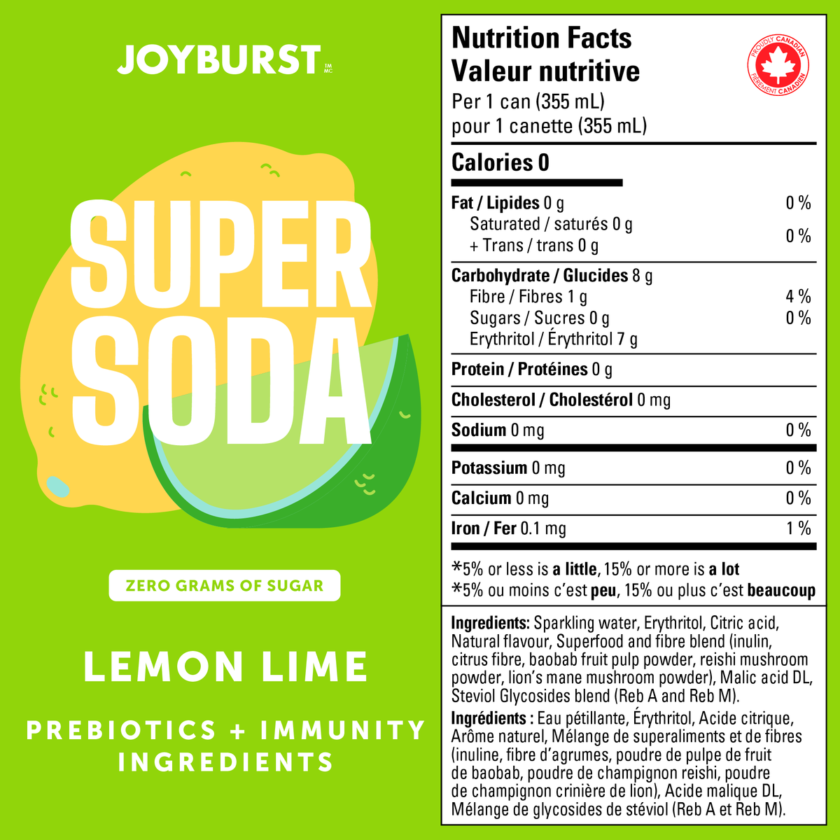Joyburst Super Soda Lemon Lime - 12ct