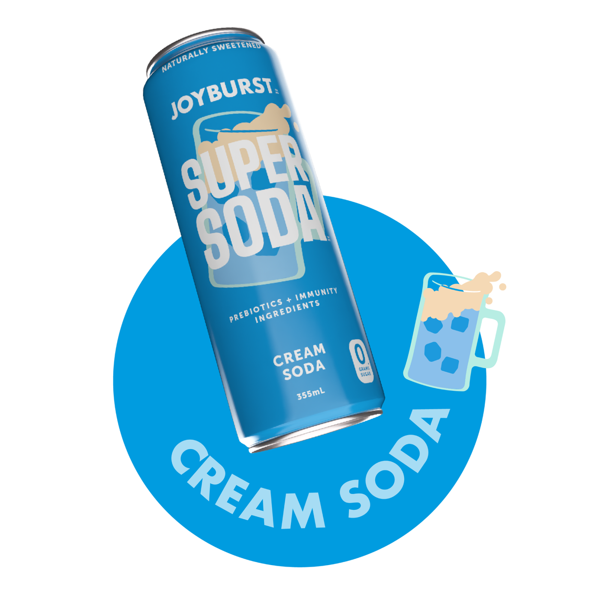 Joyburst Super Soda Cream Soda - 12ct