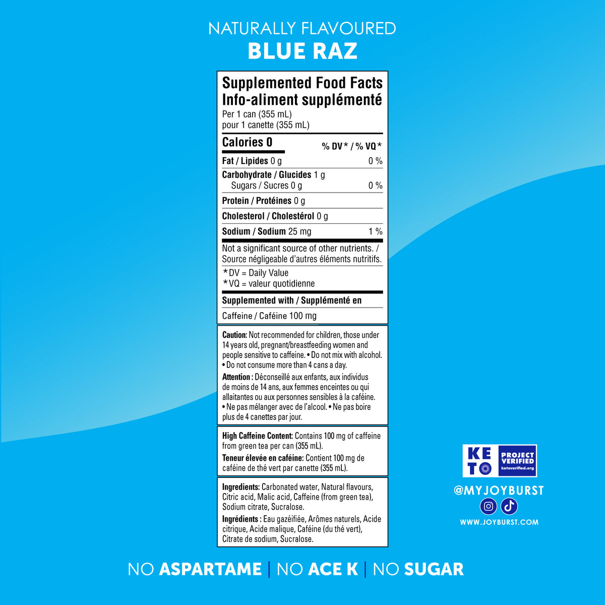 Joyburst Energy Drink Blue Raz - 12 pack